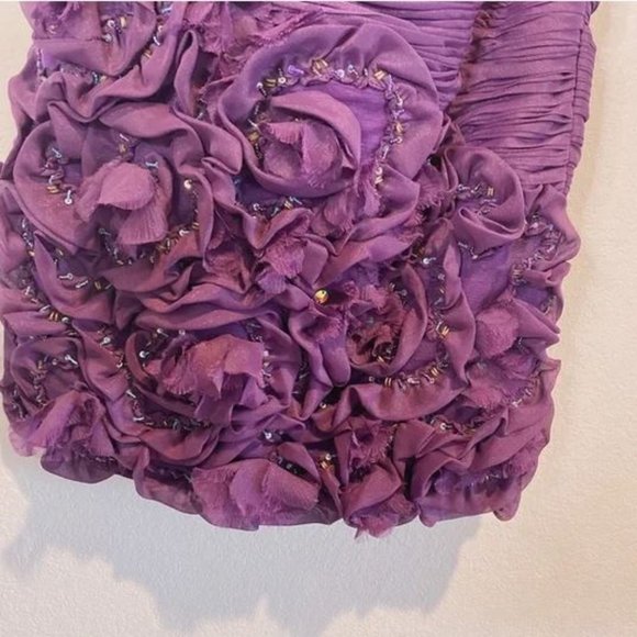 NWT Terani Couture Beaded One Shoulder Bodycon Plum Mini Dress Party Size 8 - Picture 4 of 9